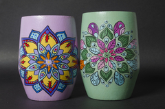 Mate de Algarrobo, pintado a mano Línea Mandala - Rosa en internet