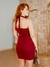 Vestido em linho com transpasse Marsala - Carolina - comprar online