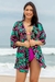 Kimono Saída de Praia Estampado Folhas