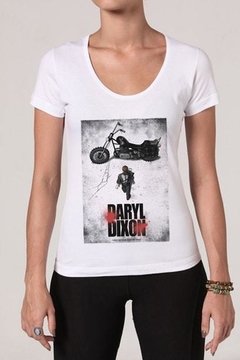 Camiseta Feminina Branca Walking Dead Daryl Dixon