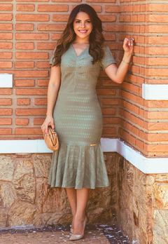 Vestido Tubinho com Babado Moda Evangélica