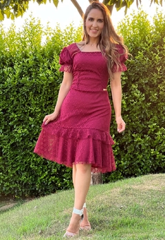 Vestido Marsala em Tule Moda Evangélica 7123 - comprar online