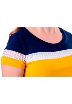 Conjunto Hapuk Charlotte Amarelo/Azul Moda Evangélica 049201 - comprar online