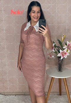 Vestido Midi em Renda Rosé Gold Moda Evangélica Rozy na internet