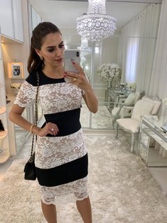 Vestido AZ Irmãs em Renda Preto E Branco - comprar online