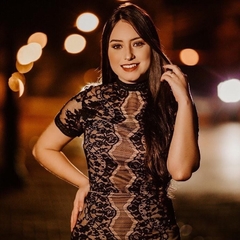 Vestido Midi Tubinho em Renda Gola Alta Moda Evangélica na internet