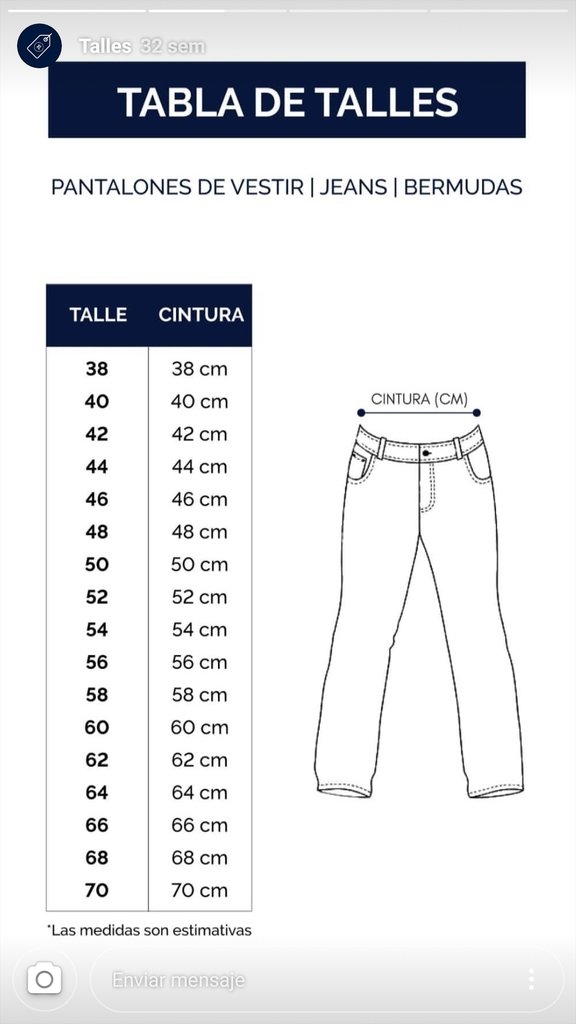 Medidas talla 48 pantalon hombre hot sale