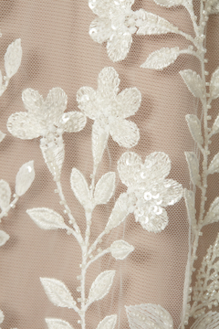 S0399 - TUL BORDADO CON MOSTACILLAS Y LENTEJUELAS - Sole Silva Telas de Novias ~ Bridal Fabrics