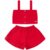 LASIE TRABALHADA VERMELHO CONJUNTO INFANTIL MENINA NATAL CROPPED COM BOTÕES + SHORTS GODÊ TAMANHO 1 AO 3