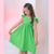 MANULELE CREPE VERDE LISO VESTIDO DE MENINA DE ALÇA COM BABADO - comprar online