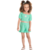 TECIDO ECOLÓGICO VERDE CONJUNTO INFANTIL DE MENINA CROPPED SHORTS