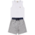 CONJUNTO MALHA BRANCO CASUAL DE VERÃO INFANTIL MENINO CAMISETA REGATA SURF + BERMUDA ECOLÓGICA na internet