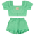 TECIDO ECOLÓGICO VERDE CONJUNTO INFANTIL DE MENINA CROPPED SHORTS - comprar online