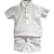 2 PEÇAS BATIZADO MENINO CONJUNTO CAMISA SOCIAL INFANTIL E BERMUDA SOCIAL EM LINHO INFANTIL BRANCO - comprar online