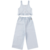 ECOLOGICO AZUL CONJUNTO INFANTIL FEMININO BLUSA CROPPED DE ALÇA CALÇA PANTACOURT - comprar online