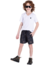 CAMISETA BASICA INFANTIL MASCULINA DECOTE V COM BOLSO - BRANCA