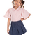 Imagem do CAMISA SOCIAL FEMININA INFANTIL BRANCA OU ROSA COM GOLA E BORDADO - ROSE