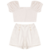 LASIE DETALHADA BRANCO CONJUNTO INFANTIL FEMININO CHIC BLUSA CROPPED + SHORTS LAISE COM FORRO - loja online