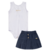 CONJUNTO BODY INFANTIL FEMININO REGATA + SAIA JEANS COM COTTON COLLEGE DE PREGAS - comprar online