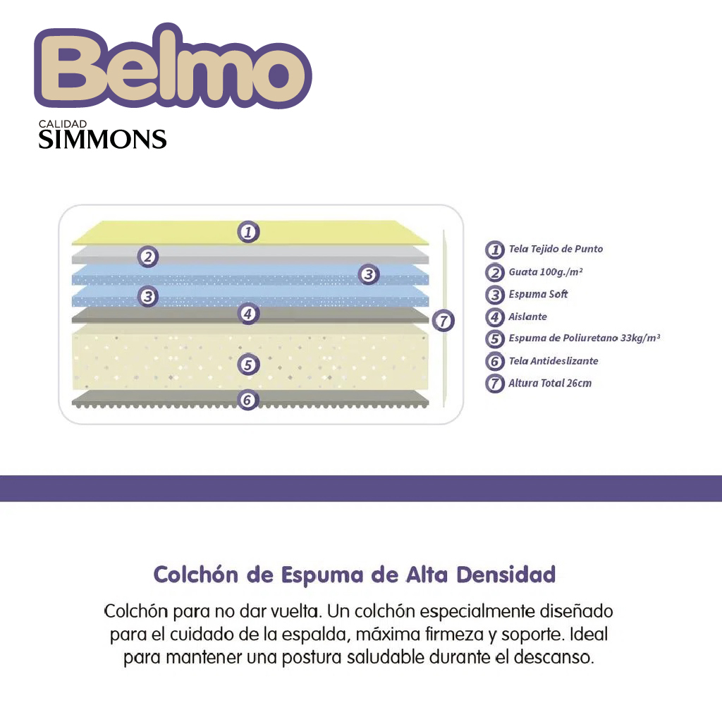 Colchón Belmo Density 1 190x90 - Simmons Store