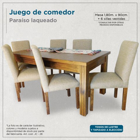 Juego De Comedor. Mesa En Paraiso Con 6 Sillas Vera