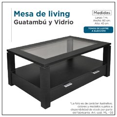 Mesa de living - Guatambu y vidrio (con cajones)