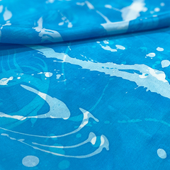 Lenço de seda pintado à mão azul - loja online