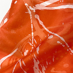 Lenço de seda pintado à mão vermelho coral - loja online
