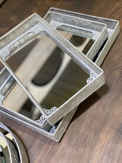 Bandeja Rectangular Espejo Silver Mediana - comprar online