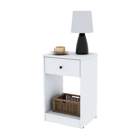 Mesa De Luz Moderna 1 Cajón (Blanco)