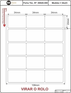 Etiqueta RR termo 34x23 rolo 30 metros - 00020.000