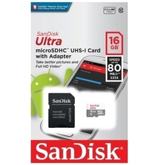 Cartão de Memória SanDisk 16GB Micro SD Classe 10 80MB/s SDSQUNS-016G