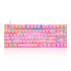 Teclado MotoSpeed USB Gamer Mecânico CK82 Rosa, Leds RGB, Switch Outemu Blue