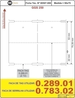 Etiqueta Tag para confecção 50mm x 75mm/02C- 00507.000