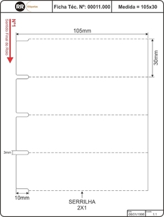 Etiqueta RR Couche 105x30 TAG rolo 30 metros - 00011.000