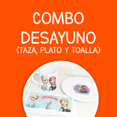 COMBO DESAYUNO - Taza, plato y toalla personalizados con nombre