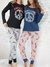 Pijama Lencatex Art. 24306 Dama cuello redondo pantalón recto algodón estampado "peace and love" T. S al X6 - comprar online