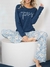 Pijama Lencatex Art. 24322 Dama cuello redondo pantalón recto algodón estampado "home is a feeling" T. S al 6 en internet