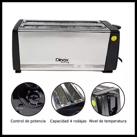 TOSTADORA 4 PANES - ACERO - 1400 W - DINAX