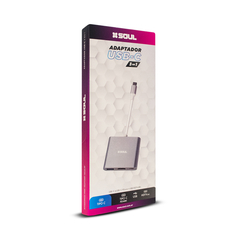 Adaptador Hubs 3 en 1 Soul USB Tipo C ( 1 HDMI + VGA + Axiliar 3.5 ) - comprar online