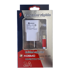 Cargador Celular + USB Kosmo 2A Tipo C