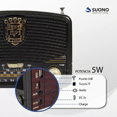 Radio Vintage FM - AM Suono L8D237 ( BT - USB - Axiliar ) - comprar online