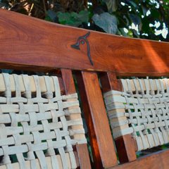 Sillón Doble Estándar - Asiento y respaldar trenzado a mano con cuero crudo en internet