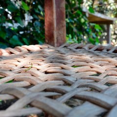 Silla de colección antigua - Asiento trenzado a mano con cuero crudo conservación de colores originales en internet