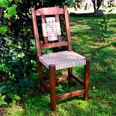 Silla Estándar - Asiento y respaldar trenzado a mano con cuero crudo