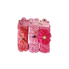 Faixa infantil tiara em crochê kit com 3 peças - comprar online