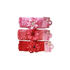 Faixa infantil tiara em crochê kit com 3 peças