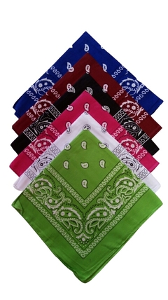 Lenço bandana em cotton kit com 6 peças cores sortidas