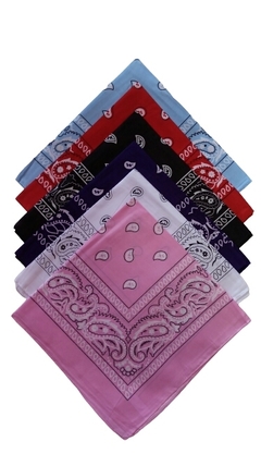 Lenço bandana em cotton kit com 6 peças cores sortidas - comprar online