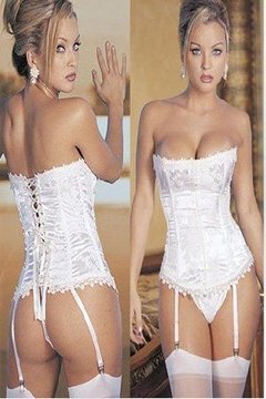 Corselet/corpete/corset branco com calcinha - comprar online